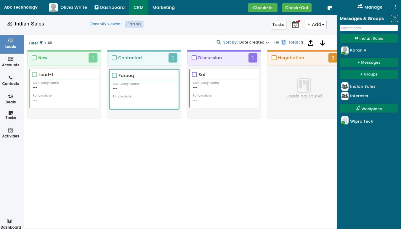 sales and marketing automation tools, showcasing lead management, account management, contact management, and deal management solutions.