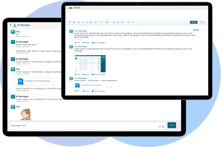 Office Messaging Software: Teams collaborating through chat and messaging software for seamless communication.